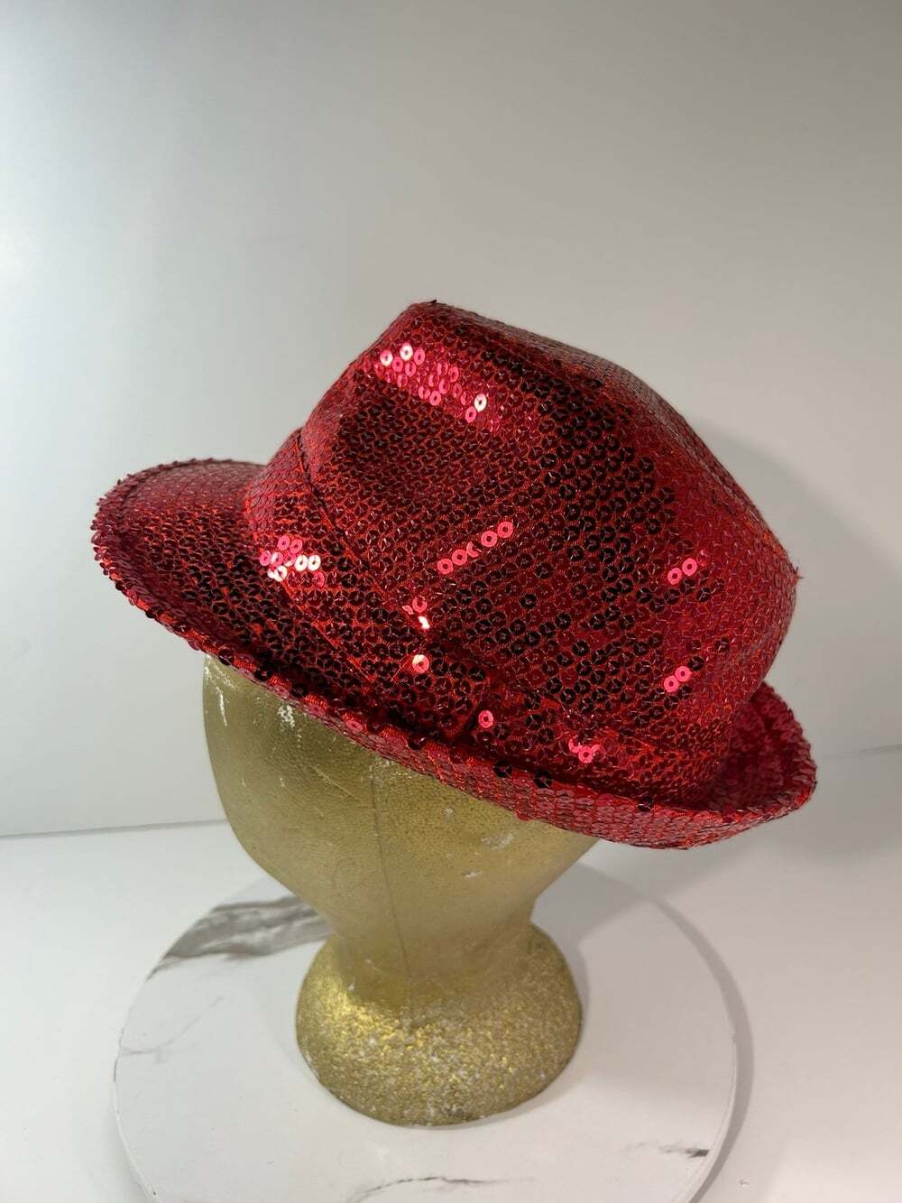 Red Sequins Fedora Hat Small